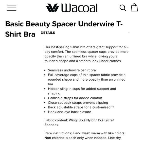 WACOAL STYLE 853192 BASIC BEAUTY SPACER UNDERWIRE T-SHIRT SAND TAN 32DD 32E BRA - Picture 2 of 11